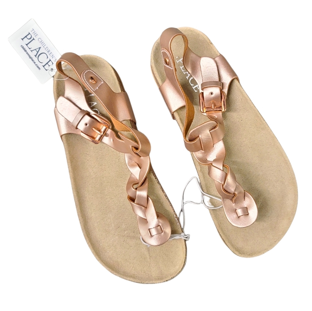 The Children's Place | Thong Sandals anklestrap Braided Faux suede Size 2